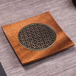 Walnut Teapot Mat Household Pot Holder Coaster Tea Mat - Wooden Tea Tray Pot Holder - ACACUSS
