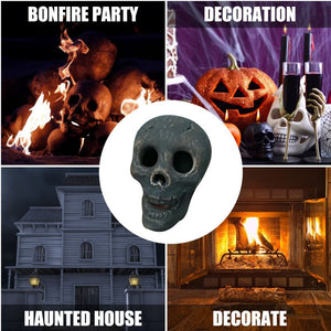 Terrifying Skull Fire Pit Halloween Decoration Reusable Ceramic Fire Pit Simulation Skull Props Horror Ceramic Fireplace Burning acacuss