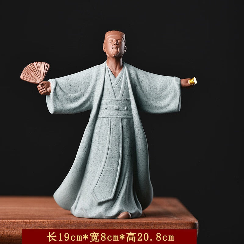 The Romance of The Three Kingdoms Sculpture Ancient Chinese Historical Figure Kongming Zhuge Liang Ceramic Meditation Fengshui acacuss