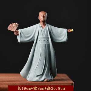 The Romance of The Three Kingdoms Sculpture Ancient Chinese Historical Figure Kongming Zhuge Liang Ceramic Meditation Fengshui acacuss
