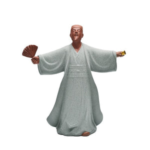 The Romance of The Three Kingdoms Sculpture Ancient Chinese Historical Figure Kongming Zhuge Liang Ceramic Meditation Fengshui acacuss