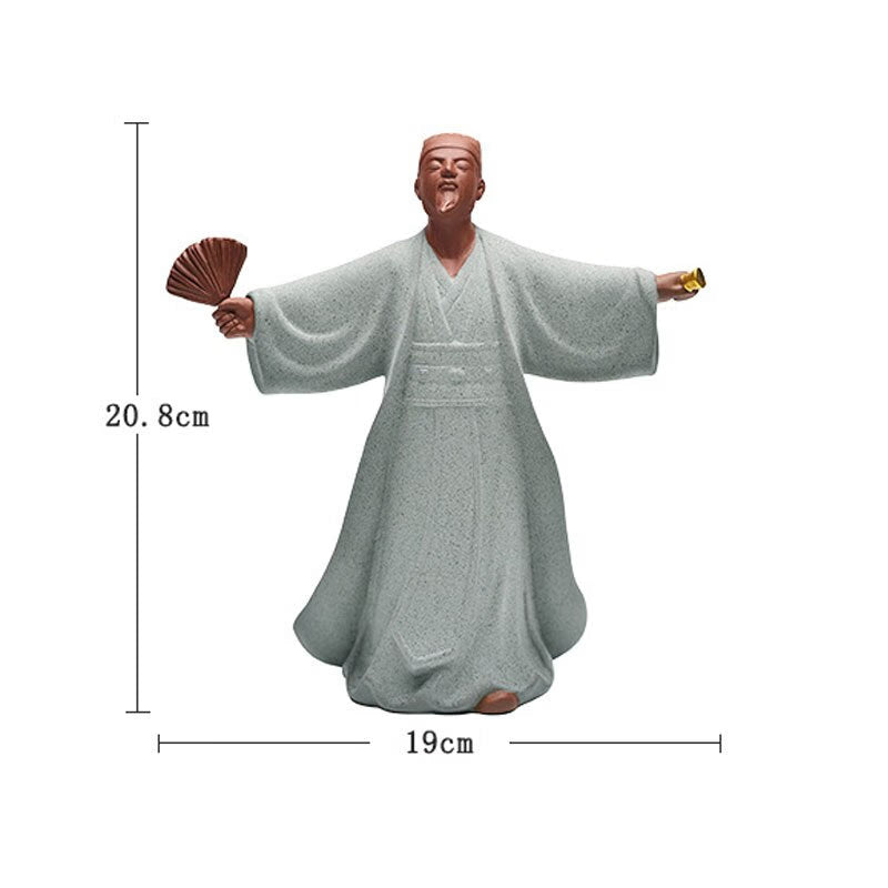 The Romance of The Three Kingdoms Sculpture Ancient Chinese Historical Figure Kongming Zhuge Liang Ceramic Meditation Fengshui acacuss
