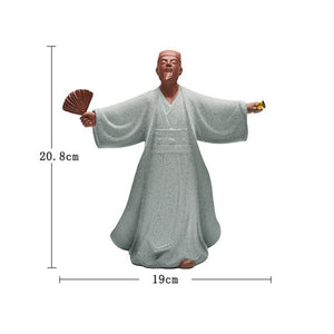 The Romance of The Three Kingdoms Sculpture Ancient Chinese Historical Figure Kongming Zhuge Liang Ceramic Meditation Fengshui acacuss