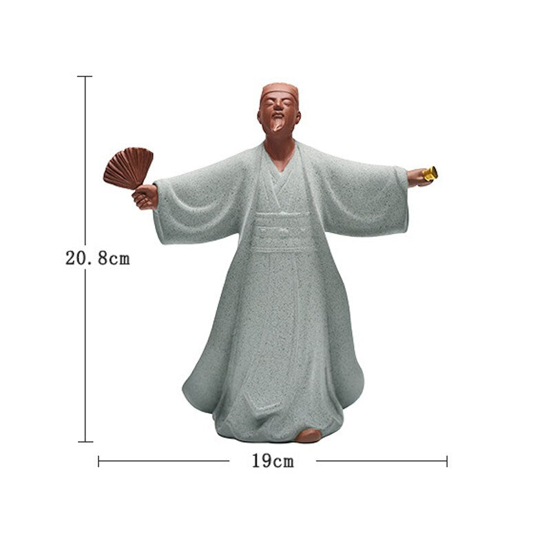The Romance of The Three Kingdoms Sculpture Ancient Chinese Historical Figure Kongming Zhuge Liang Ceramic Meditation Fengshui acacuss