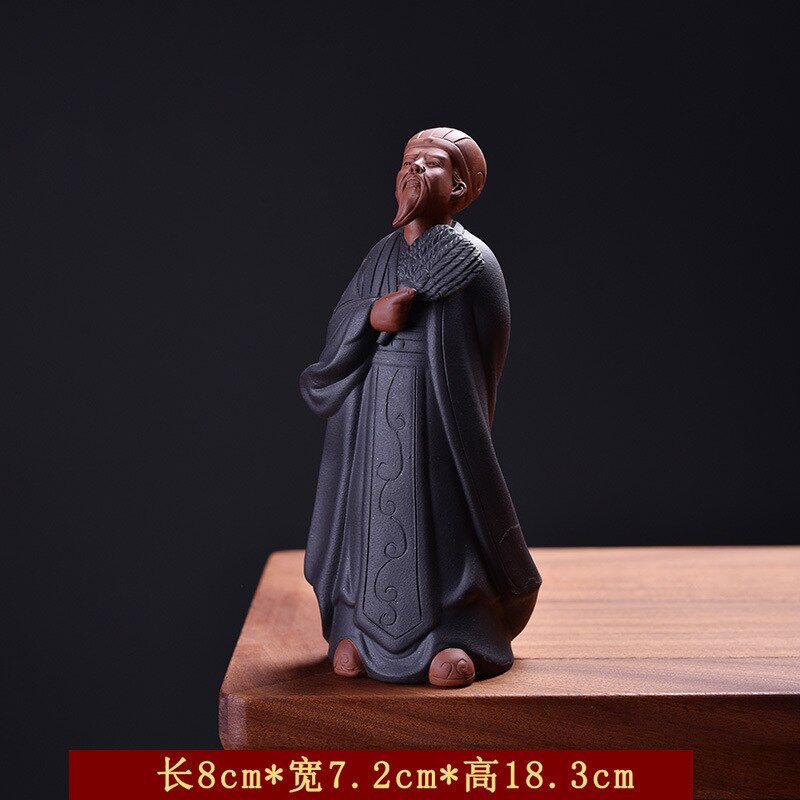 The Romance of The Three Kingdoms Sculpture Ancient Chinese Historical Figure Kongming Zhuge Liang Ceramic Meditation Fengshui acacuss