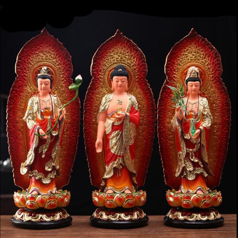 The Three Saints of the West Resin Buddha statue Amitabha Guanyin Great Potential Bodhisattva For home use Living room ornament acacuss