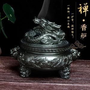 Three-Legged Dragon and Phoenix Incense Burner Resin Antique Incense Burner Home Supplies Decoration Home Decor acacuss