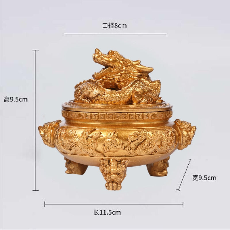 Three-Legged Dragon and Phoenix Incense Burner Resin Antique Incense Burner Home Supplies Decoration Home Decor acacuss
