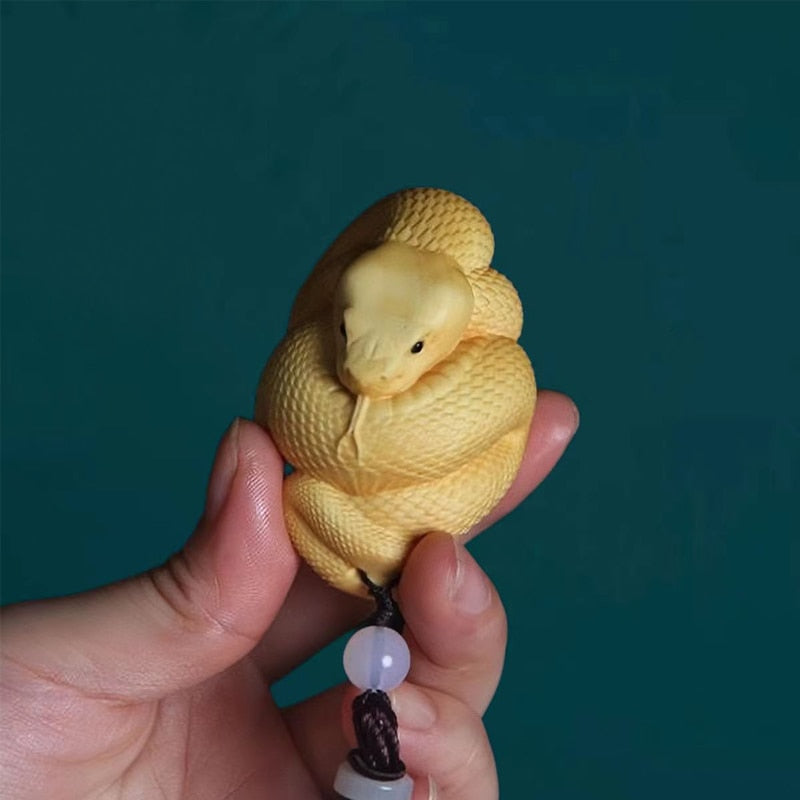 Thuja Sculptures And Figurines Hand Carved Wood Carving Snake Statue Car Hanging Home Decoration Ornaments Pendant acacuss