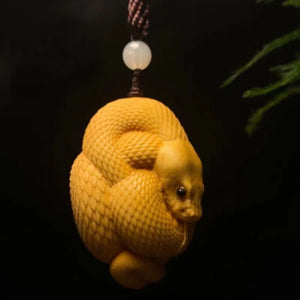 Thuja Sculptures And Figurines Hand Carved Wood Carving Snake Statue Car Hanging Home Decoration Ornaments Pendant acacuss