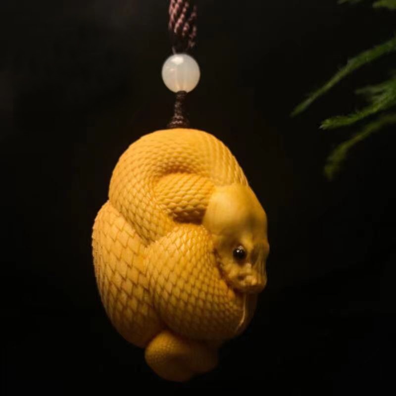 Thuja Sculptures And Figurines Hand Carved Wood Carving Snake Statue Car Hanging Home Decoration Ornaments Pendant acacuss