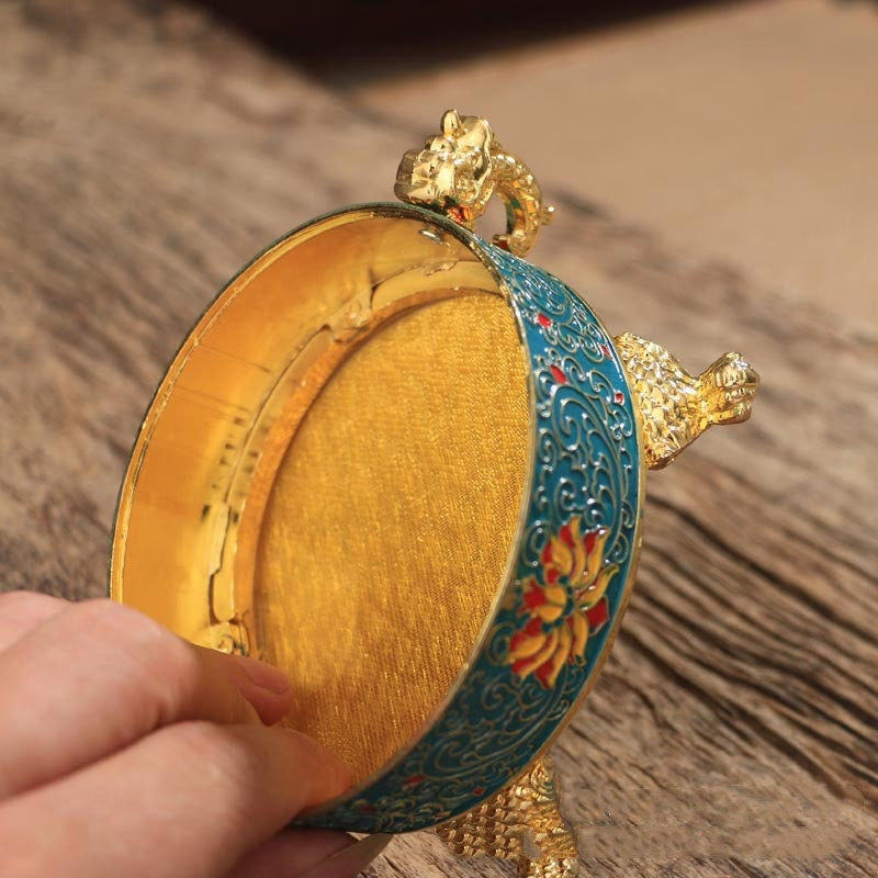 Tibetan Dish Incense Burner Color Copper Alloy Painted Incense Burner - indoor  Meditation Engraving Temples Smoke Supply Furnace Ornaments - ACACUSS