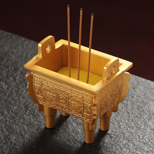 Tibetan Incense Stick Burner Gold Tripod Alloy Buddhist Indoor Desktop Decoration Tantric Meditation Temples Aromatherapy Stove acacuss