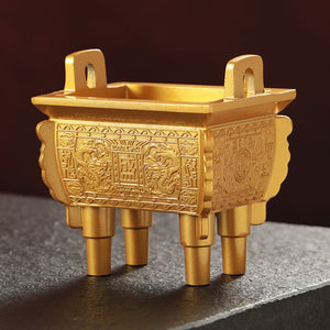 Tibetan Incense Stick Burner Gold Tripod Alloy Buddhist Indoor Desktop Decoration Tantric Meditation Temples Aromatherapy Stove acacuss
