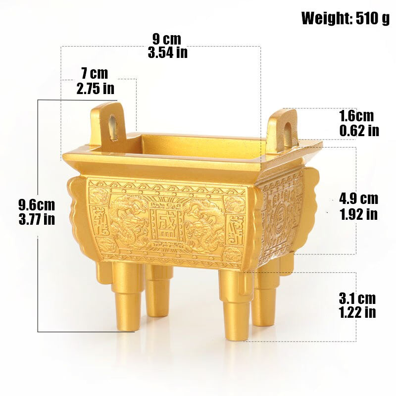 Tibetan Incense Stick Burner Gold Tripod Alloy Buddhist Indoor Desktop Decoration Tantric Meditation Temples Aromatherapy Stove acacuss