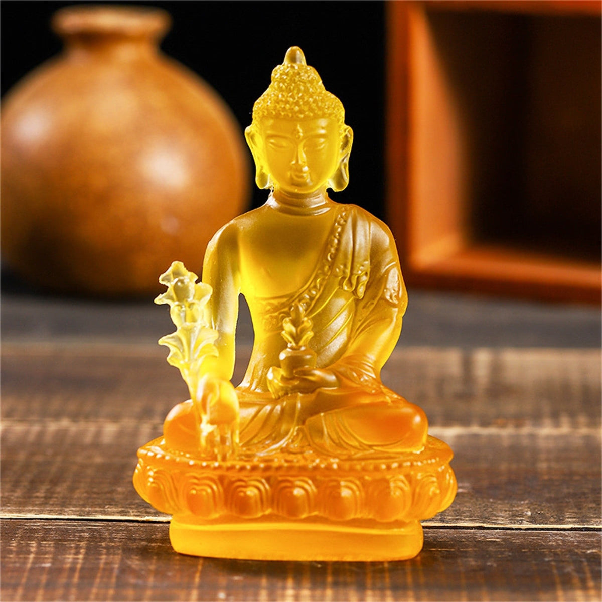 Tibetan Medicine Buddha Statue Figurines &amp; Miniatures Thai Sitting Buddha Statue For Healing Translucen home decor Dropshiping acacuss