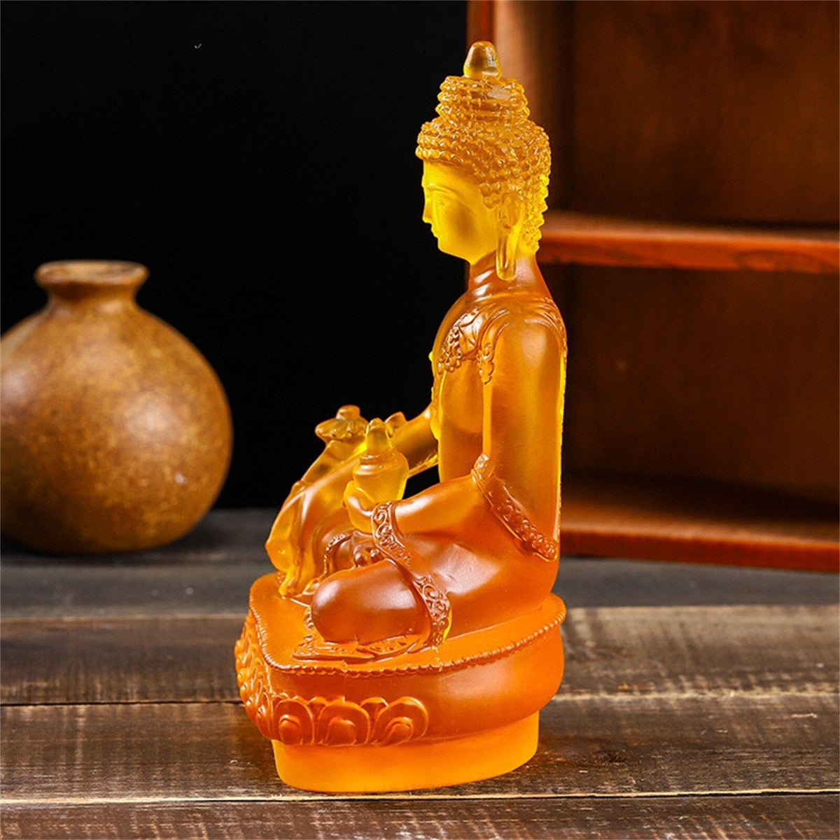 Tibetan Medicine Buddha Statue Figurines &amp; Miniatures Thai Sitting Buddha Statue For Healing Translucen home decor Dropshiping acacuss