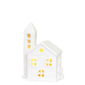 TingKe Nordic Style Hollow House LED Light European Home Decoration Ceramic House Ornament Creative Christmas Decoration Gift acacuss