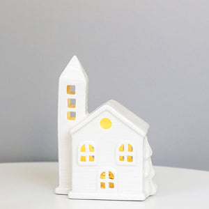 TingKe Nordic Style Hollow House LED Light European Home Decoration Ceramic House Ornament Creative Christmas Decoration Gift acacuss
