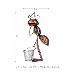 Tooarts 13inch Ant garden decor Iron garden decoration outdoor With Removable Bucket Succulent Flower Pot Trinket Storage acacuss