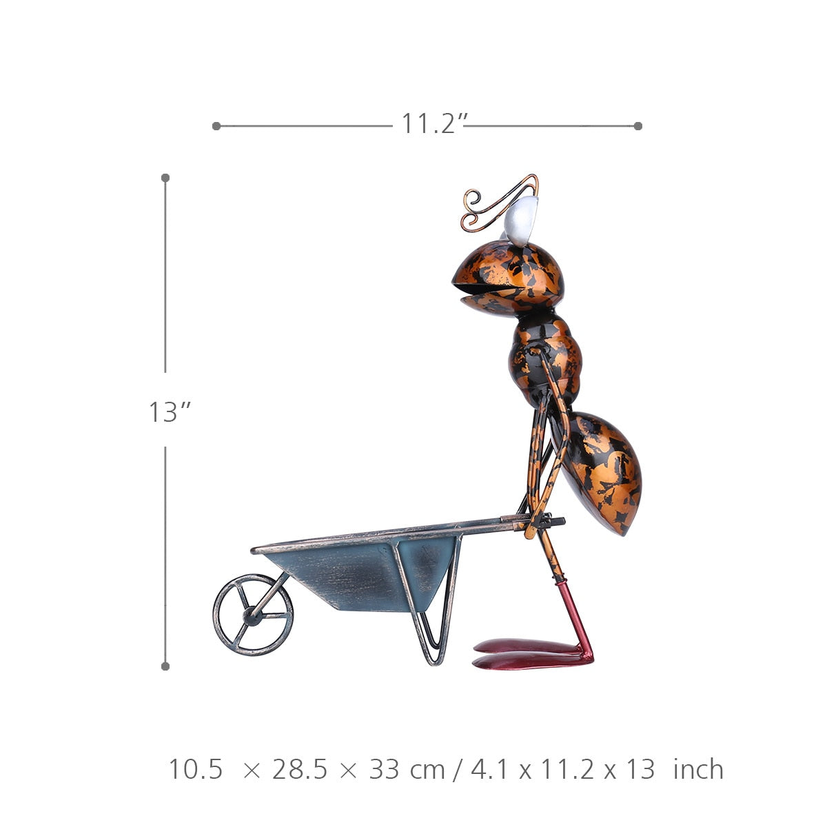 Tooarts 13inch Ant garden decor Iron garden decoration outdoor With Removable Bucket Succulent Flower Pot Trinket Storage acacuss