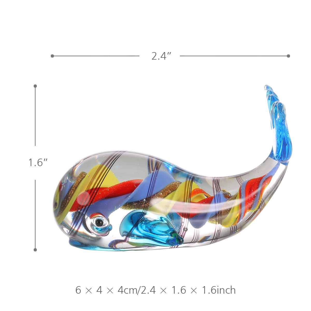 Tooarts Cat and Goldfish Gift Glass Ornament Animal Figurine Handblown Home Decor cat figurine home decoration accessories acacuss