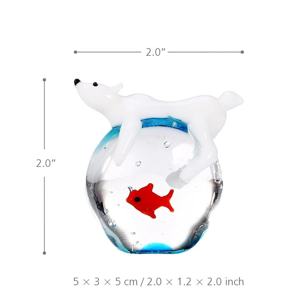 Tooarts Cat and Goldfish Gift Glass Ornament Animal Figurine Handblown Home Decor cat figurine home decoration accessories acacuss