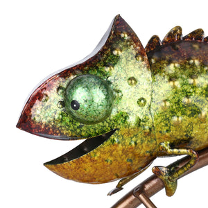 Tooarts Chameleon Sculpture Iron Animal Furnishing Wild Animal Style Indoor or Outdoor Decoration Chameleon Lovers’ Gift Green acacuss