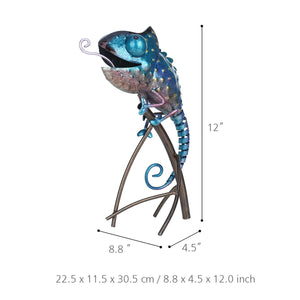 Tooarts Chameleon Sculpture Iron Animal Furnishing Wild Animal Style Indoor or Outdoor Decoration Chameleon Lovers’ Gift Green acacuss