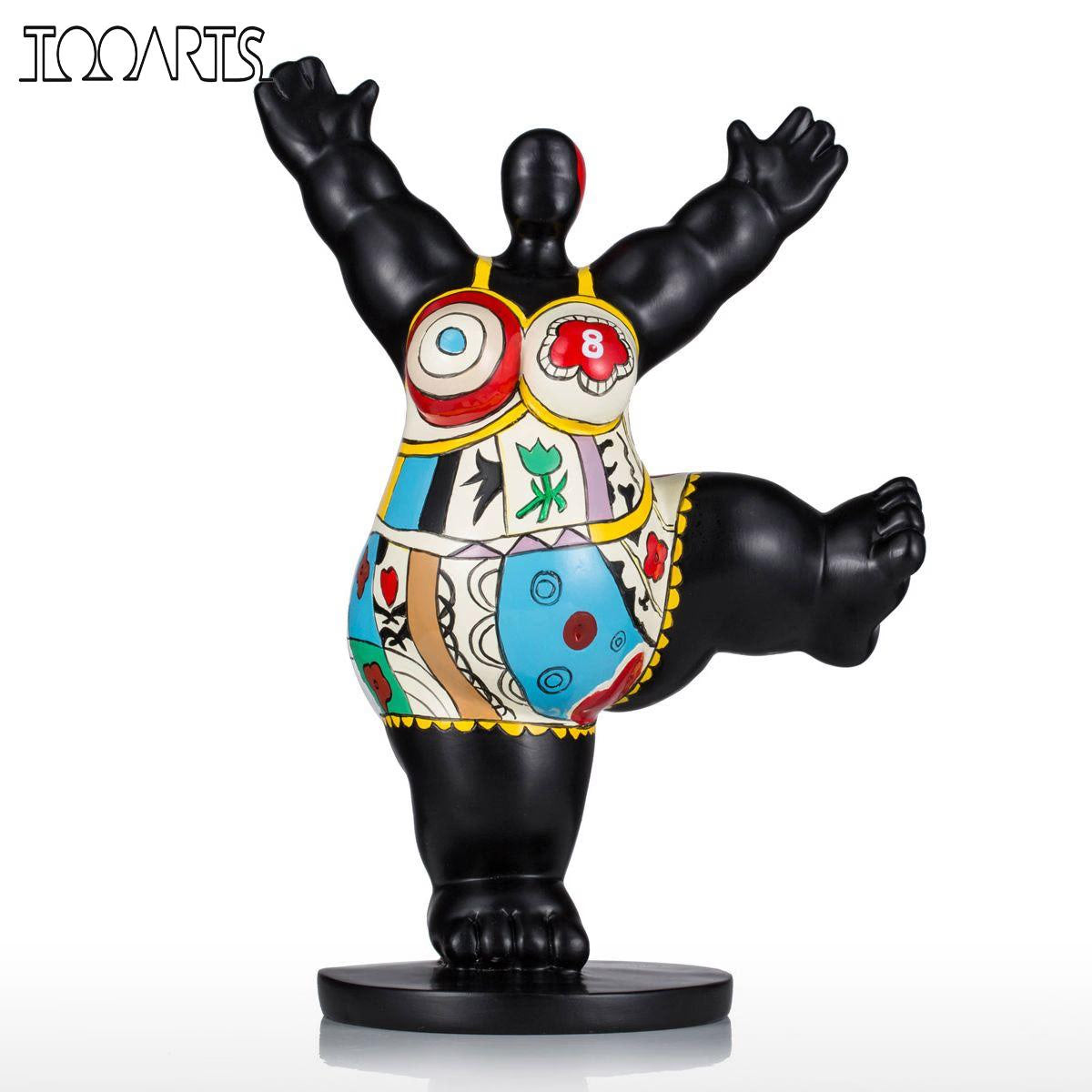 Tooarts Gym Fat Woman Figurine Resin Figurine Exaggerative Modeling Ornament Craft Gift Home Decoration acacuss