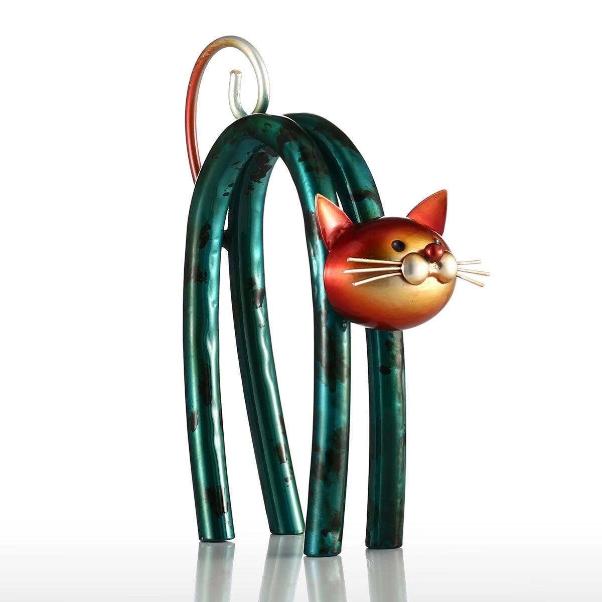 Tooarts Metal Figurine Cat Sculpture Carved Iron Home Furnishing Articles Artwork Home Decoration Abstract Crafts Ornament Gift acacuss
