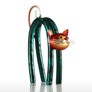 Tooarts Metal Figurine Cat Sculpture Carved Iron Home Furnishing Articles Artwork Home Decoration Abstract Crafts Ornament Gift acacuss