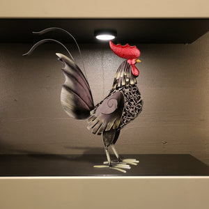 Tooarts Metal Figurine Rooster Sculpture Carved Iron Rooster Home Furnishing Articles Artwork Home Decoration Garden Miniatures acacuss