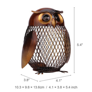 Tooarts Owl-shaped Metal Sculpture Mesh Wine Bottle Holder Bottle Cork Container Iron Art Practical Decoration Creative Craft acacuss