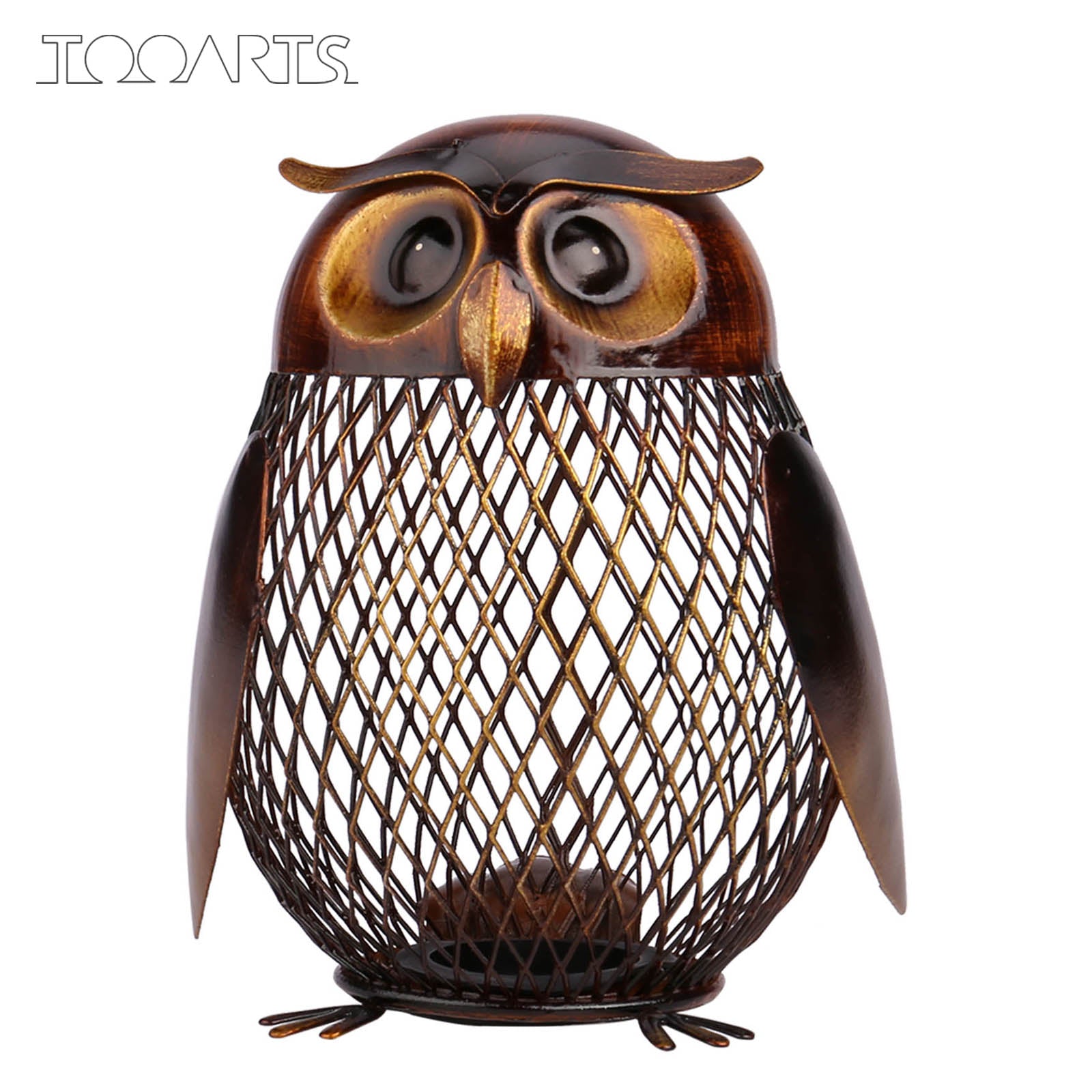 Tooarts Owl-shaped Metal Sculpture Mesh Wine Bottle Holder Bottle Cork Container Iron Art Practical Decoration Creative Craft acacuss