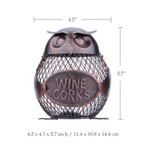 Tooarts Owl-shaped Metal Sculpture Mesh Wine Bottle Holder Bottle Cork Container Iron Art Practical Decoration Creative Craft acacuss