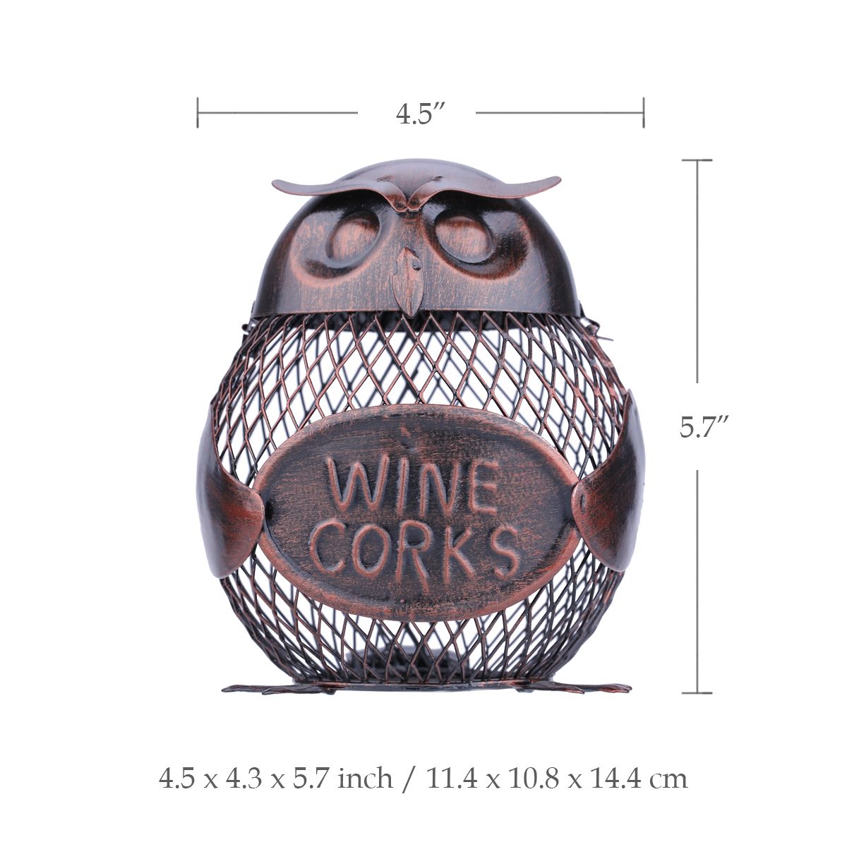Tooarts Owl-shaped Metal Sculpture Mesh Wine Bottle Holder Bottle Cork Container Iron Art Practical Decoration Creative Craft acacuss