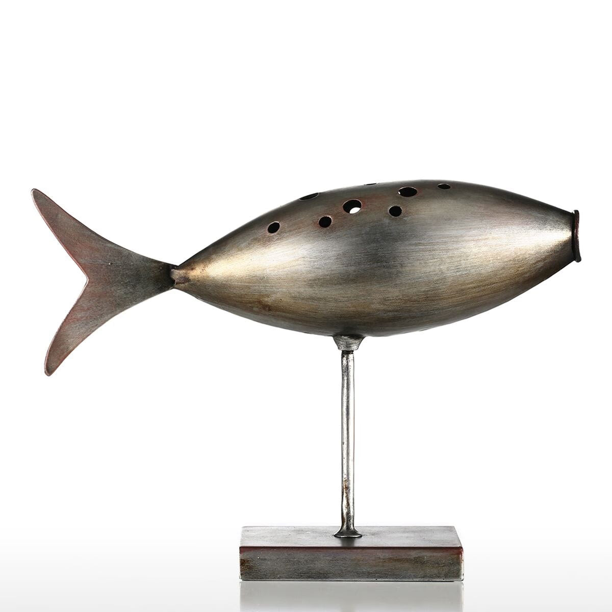 Tooarts Submarine Fish Figurine 3 Style Metal Figurine Post Modern Sculpture Art Fish Craft Gift Home Decoration Accessories acacuss
