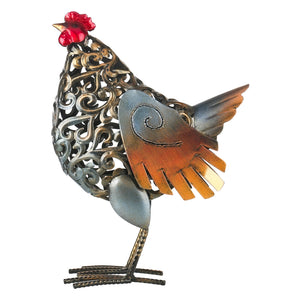 Tooarts Tomfeel Carved Iron Hen Metal Sculpture Iron Animal Sculpture Artwork Garden Furnishing Home Ornament home garden acacuss