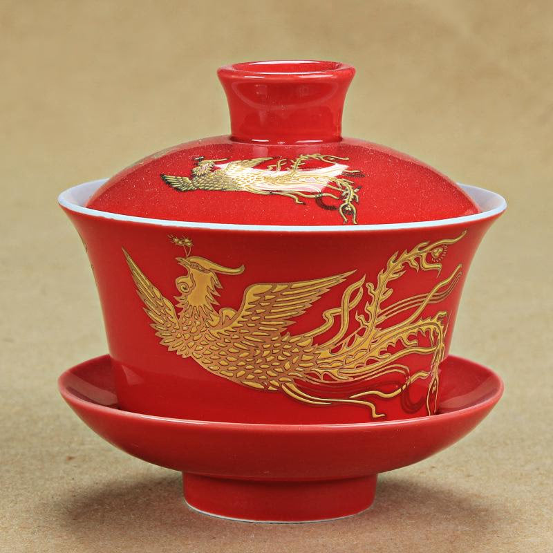 Traditional Chinese Gaiwan Hand Painted Ceramics Chinese Kung Fu Tea Set Tea Tureen Teapot for Travel Teaware Drinkware Decor acacuss