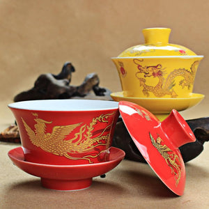 Traditional Chinese Gaiwan Hand Painted Ceramics Chinese Kung Fu Tea Set Tea Tureen Teapot for Travel Teaware Drinkware Decor acacuss