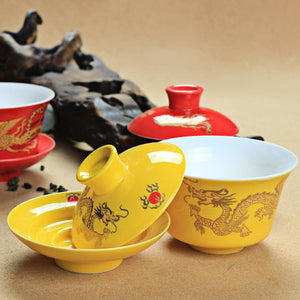 Traditional Chinese Gaiwan Hand Painted Ceramics Chinese Kung Fu Tea Set Tea Tureen Teapot for Travel Teaware Drinkware Decor acacuss