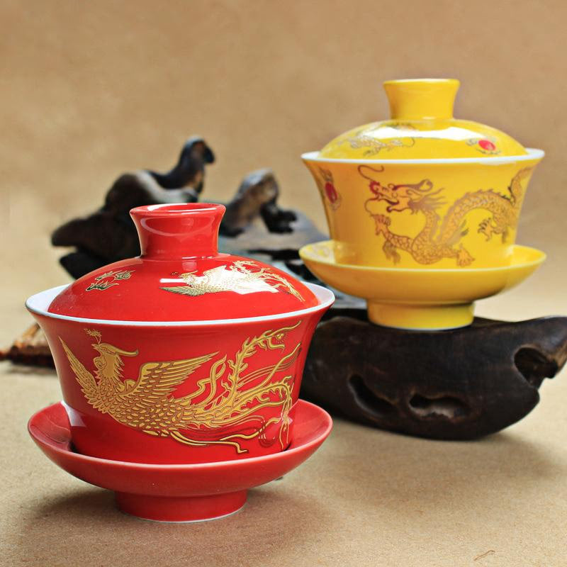 Traditional Chinese Gaiwan Hand Painted Ceramics Chinese Kung Fu Tea Set Tea Tureen Teapot for Travel Teaware Drinkware Decor acacuss
