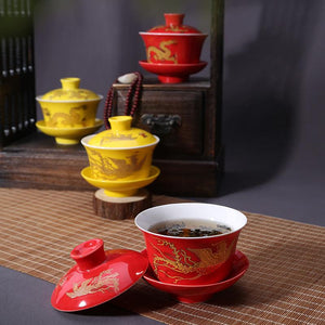 Traditional Chinese Gaiwan Hand Painted Ceramics Chinese Kung Fu Tea Set Tea Tureen Teapot for Travel Teaware Drinkware Decor acacuss