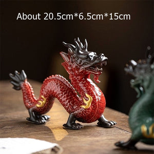 Traditional Chinese Porcelain Dragon Statue Handmade Ceramics Totem Animal Sculpture Ancient Legend Totem Ornament Craft Decor acacuss