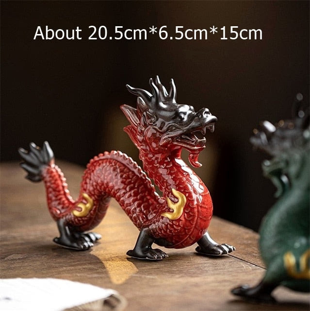 Traditional Chinese Porcelain Dragon Statue Handmade Ceramics Totem Animal Sculpture Ancient Legend Totem Ornament Craft Decor acacuss