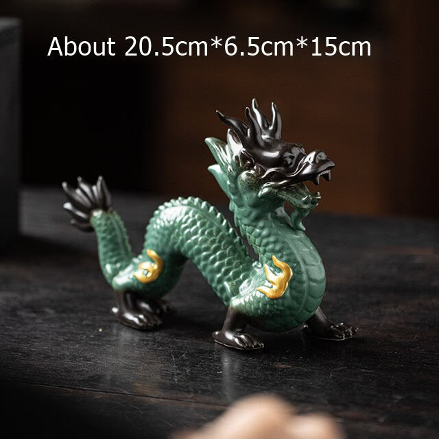 Traditional Chinese Porcelain Dragon Statue Handmade Ceramics Totem Animal Sculpture Ancient Legend Totem Ornament Craft Decor acacuss