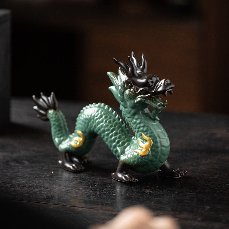 Traditional Chinese Porcelain Dragon Statue Handmade Ceramics Totem Animal Sculpture Ancient Legend Totem Ornament Craft Decor acacuss