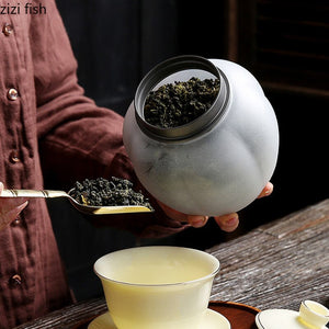 Translucent Glass Jar Tea Caddy Animal Cover Decorative Jar Sealed Jars Thickened Glass Tea Box Home Storage Tank Tea Organizer acacuss