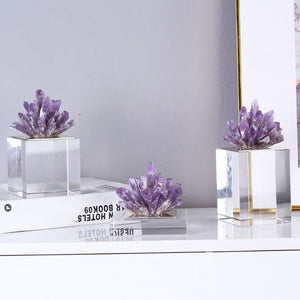 Transparent Natural Crystal Stone Ornament Diamond Crystal Flower Handcraft Sculpture Desktop Decoration Accessories Living Room acacuss